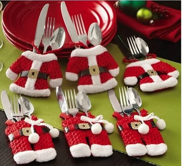 

Christmas Table Decoration Festive Cutlery Set Cover Small Clothes Pants Holiday Dinnerware Accessories Xmas Party Decorations