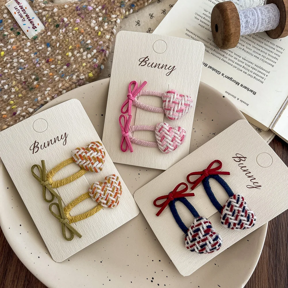 

Woven Love Bow BB Clip Sweet Girl Hairpin Bangs Side Clip Children's Hair Clip Hairpin Barrettes Headwear Kids Hair Accessories