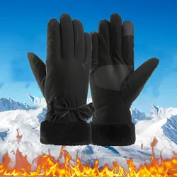 Winter Women Gloves Hand Warmer Thermal Fleece Lined Guantes Full Finger Ladies Mitten Touchscreen Waterproof Bike Cycling Glove