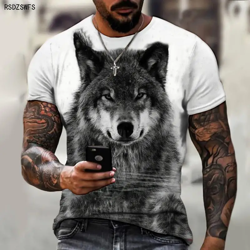 Wild wolf series impressão em 3D de roupas masculinas e femininas casal T-shirt animal, rua Harajuku casual wear