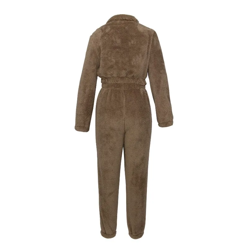 따뜻한 털 여성용 2피스 세트 솔리드 지퍼 프론트 스웨트셔츠 조깅 팬츠 매칭 세트 2025 겨울 신상 패션 스트리트웨어 의상