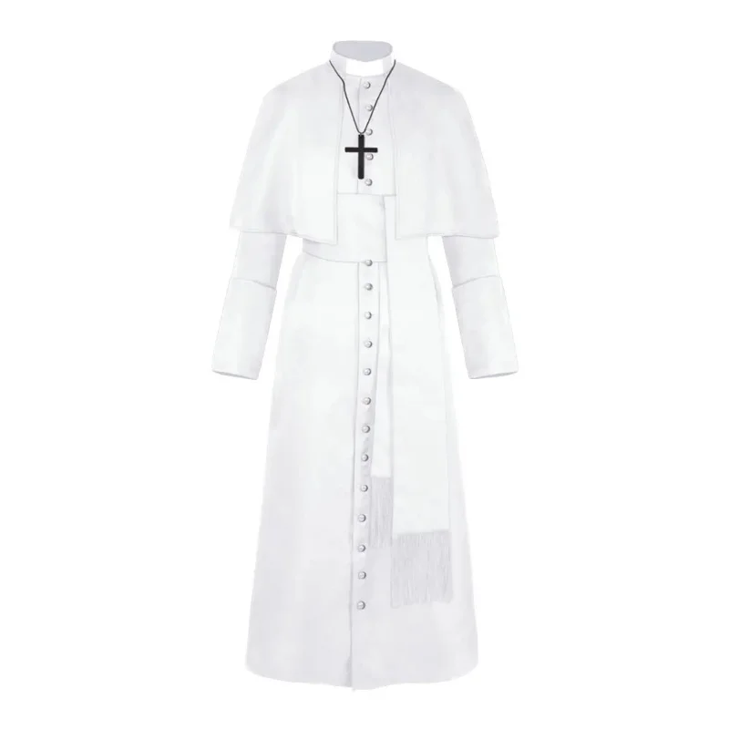 Priest Costume Catholic Church Religious Roman Soutane Pope Pastor Father Costumes Mass Missionary Robe Clergy Cassock