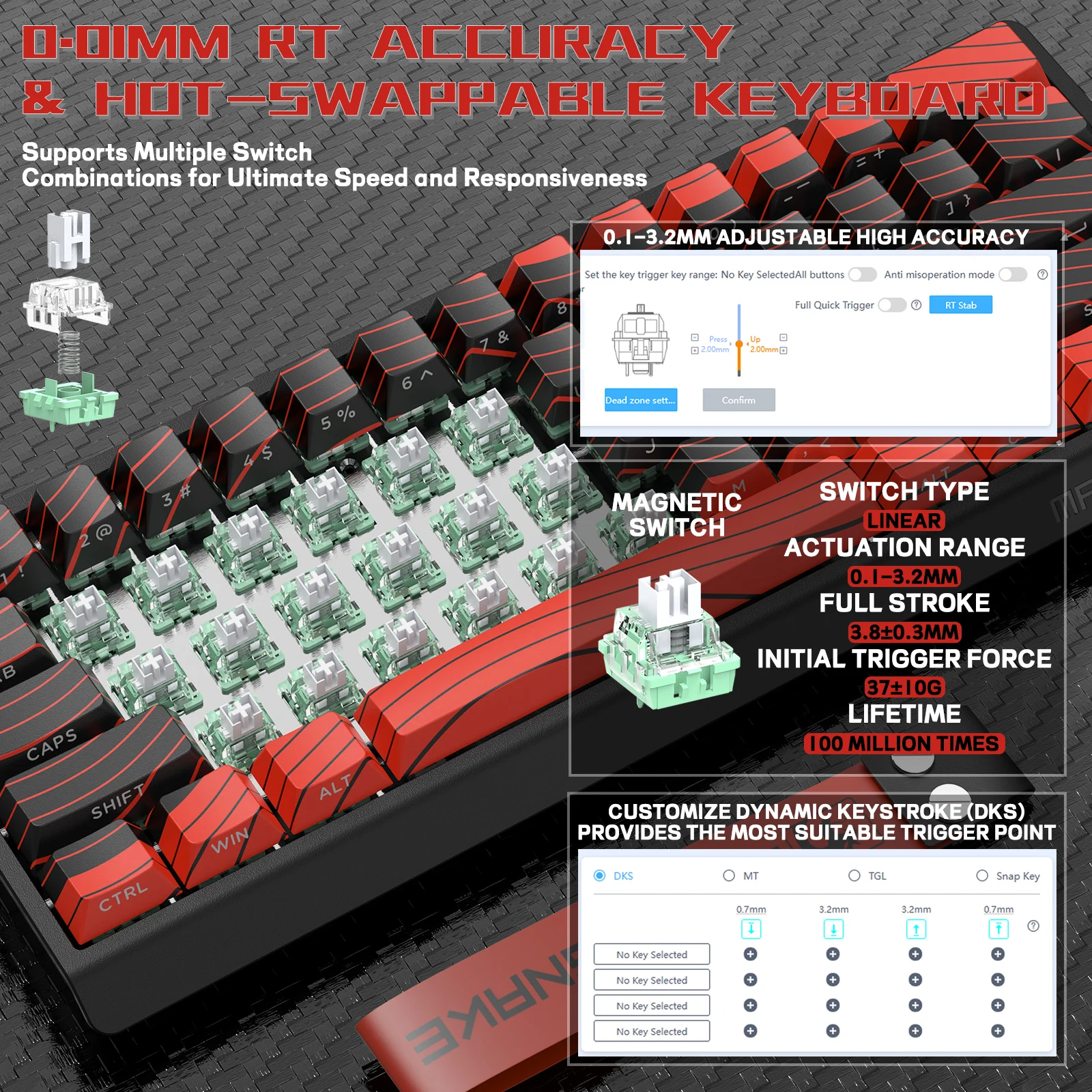 MAMBASNAKE X60HE Wireless Gaming Keyboard 8000Hz RT 0.01mm