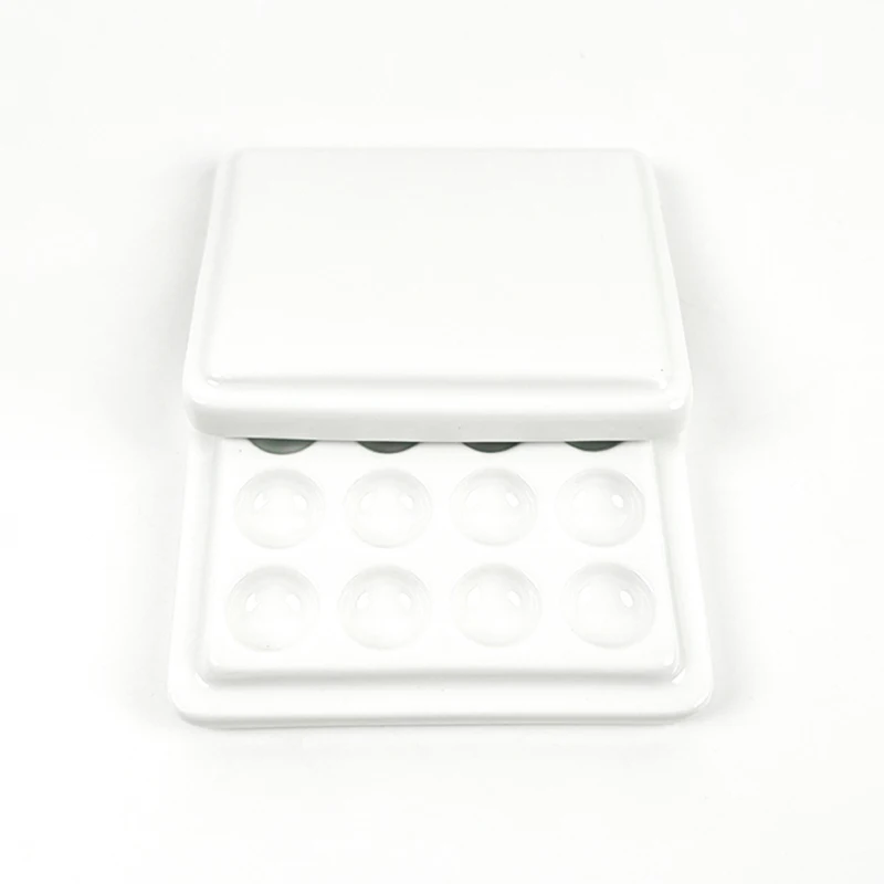 Lab 12 Slot Imitation ceramic Palette with Cover Porcelain Mixing Watering Moisturizing Wet Tray s