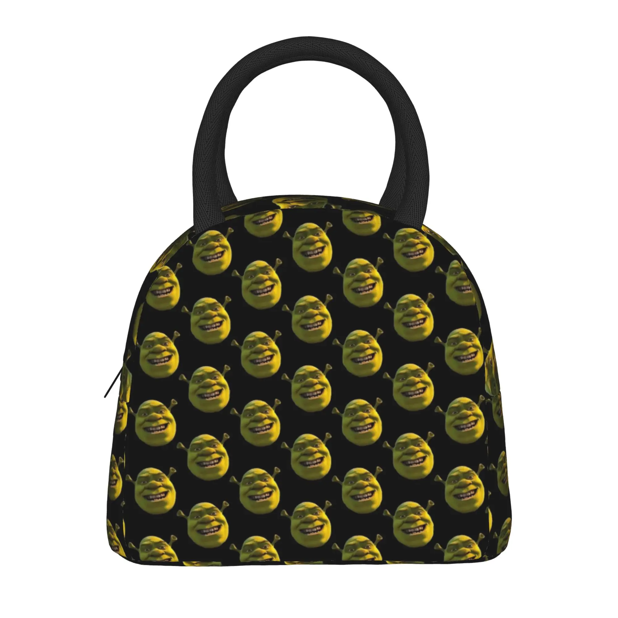 S-Shreks Face Im Head Ogre Heels Lunch Bag For Men Green Monster Lunch Box Funny Picnic Cooler Bag Portable Tote Food Bags
