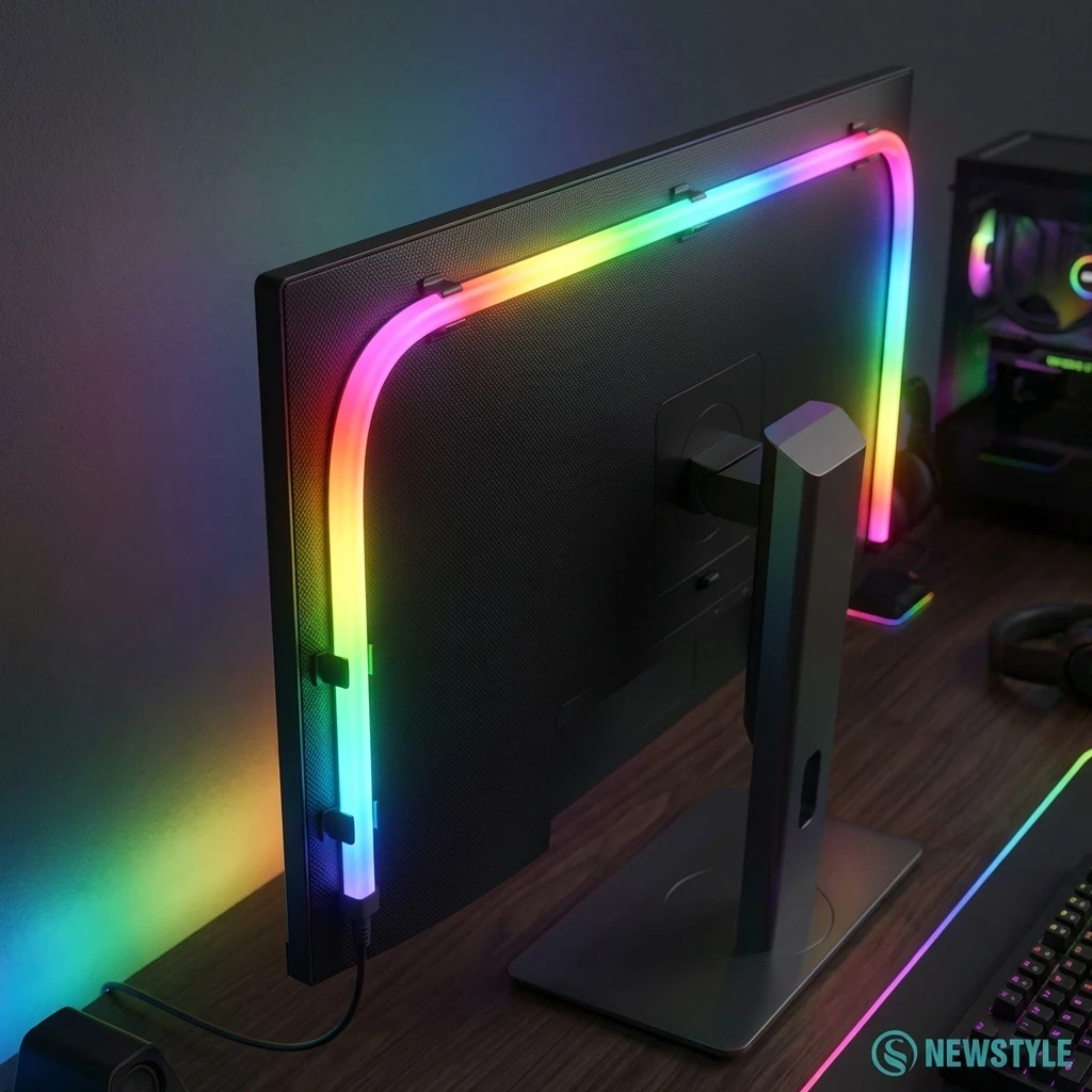 HTMCK Smart Ambient PC Display Sync Computer Monitor Backlight LED Strip Light RGB Color DIY Game Holiday Atmosphere Decor Lamp
