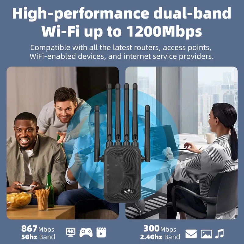 regaton 1200mbps dual band wifi extender, 2.4g+5.8g wireless signal repeater home wifi range booster for indoor coverage regaton 1200mbps dual band wifi extender, 2.4g+5.8g wireless signal repeater home wifi range booster for indoor coverage