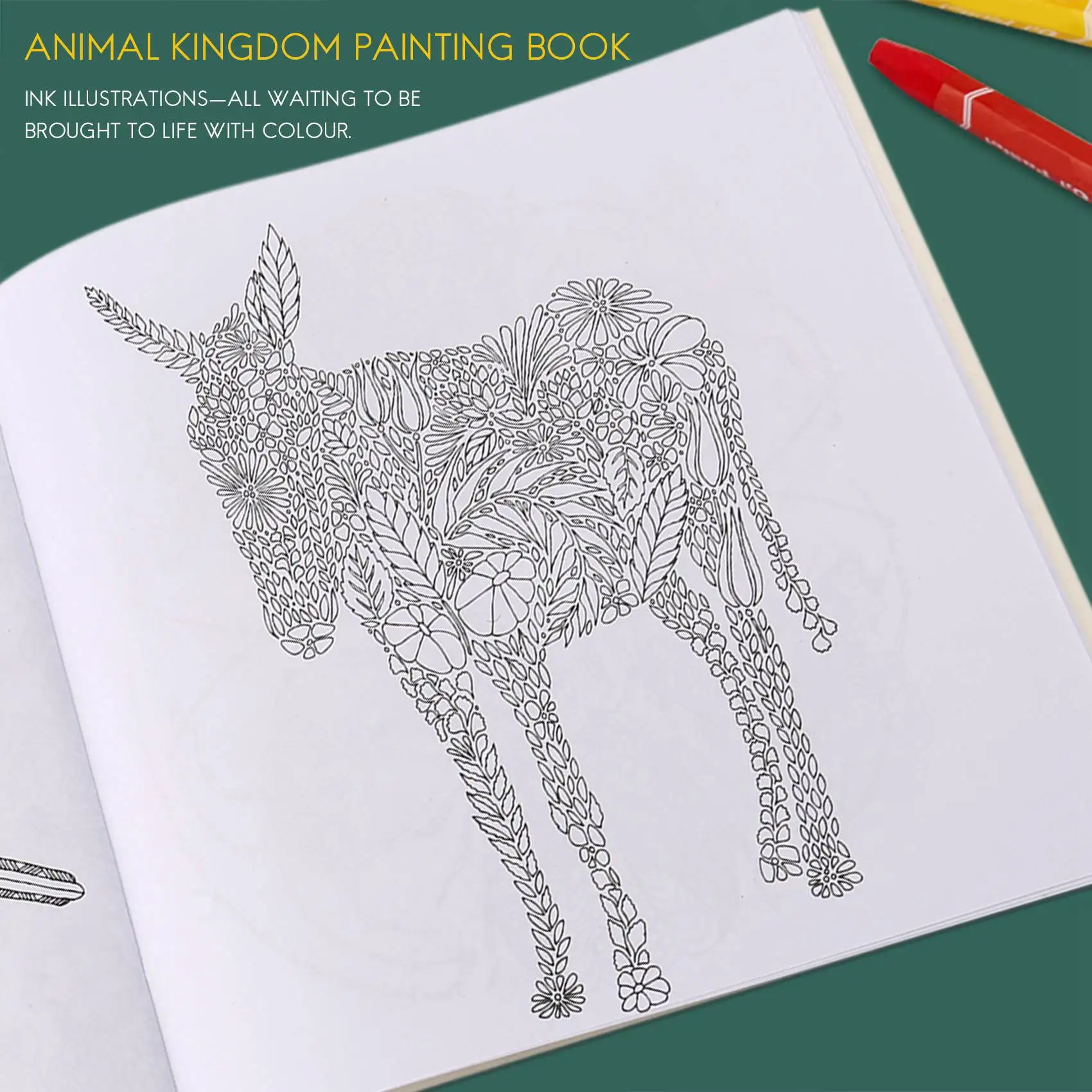 Children Adult Animal Kingdom Treasure Hunt Coloring Painting Book