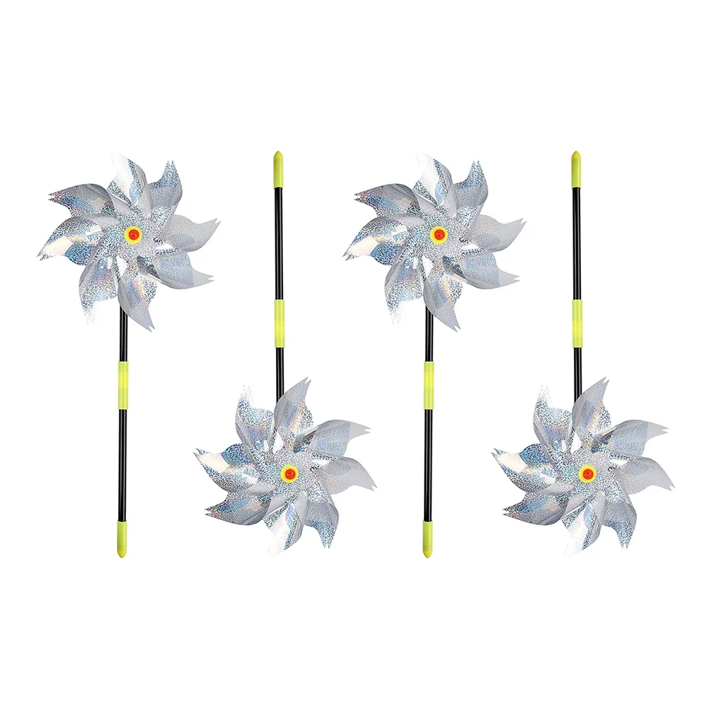 

4 Pcs Bird Windmill Scare Reflective Pinwheels Power Yard Repeller Pest Birds for Drive Away