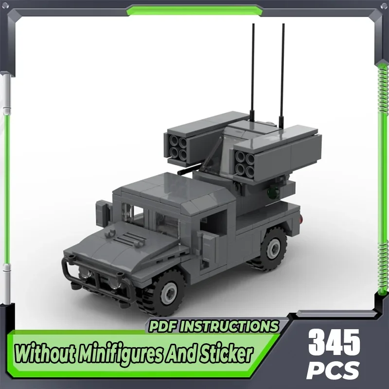 

Военные транспортные средства Moc, строительные блоки HMMWV AN/TWQ-Avenger, модель, технические кирпичи, сделай сам, сборная игрушка для подарка ребенку