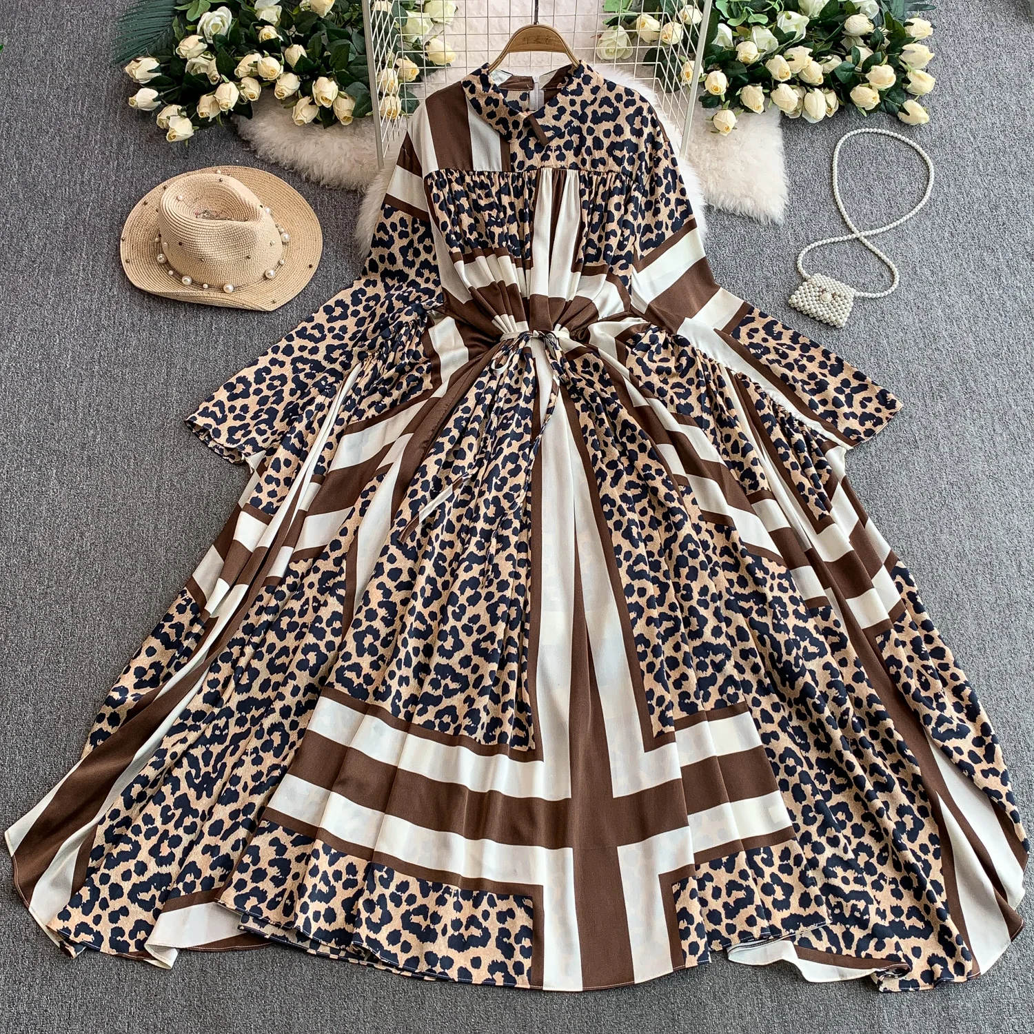 

2025 New Summer Fashion Floral Print Maxi Dress Women Long Sleeve Holiday Vacation A-line Luxury Evening Party Robe Vestidos