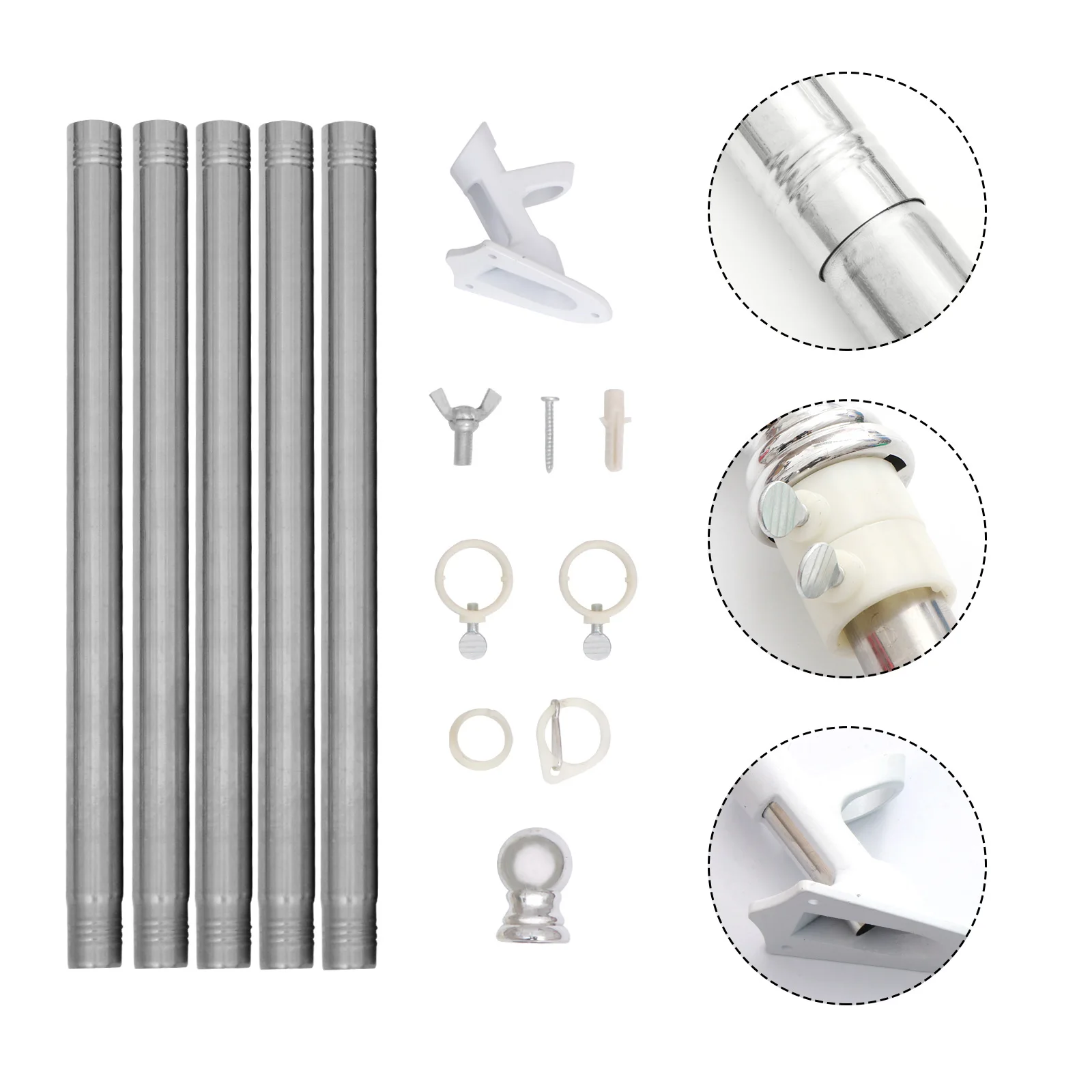 

1 set Gold Plated Flagpole Kit Premium Metal Outdoor Rotating Flag Pole Garden Decoration Anti-Rust Flagpole Bracket Holder