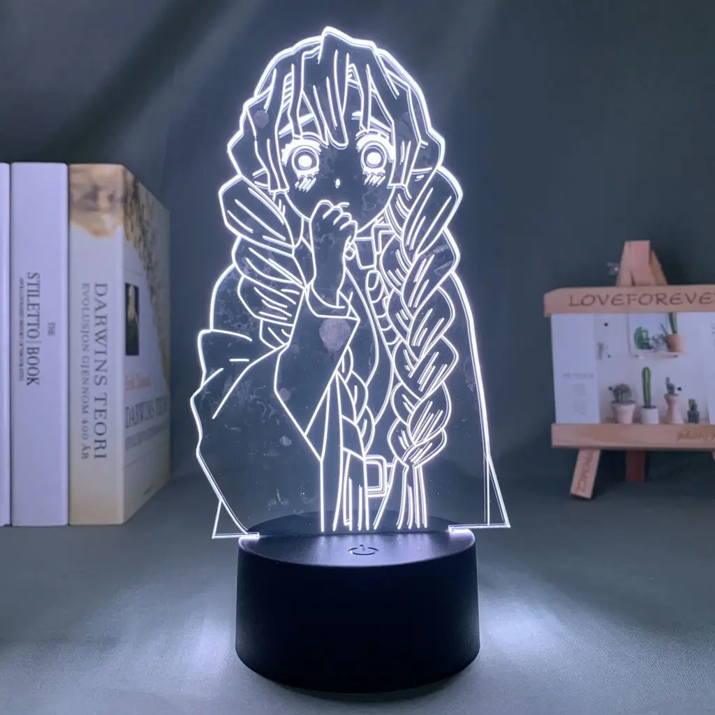 Demon Slayer Mitsuri Kanroji Anime Cartoon Cute  Acrylic Light Sign Kawaii Anime Bedroom Atmosphere Night Light Decoration Gift view 4