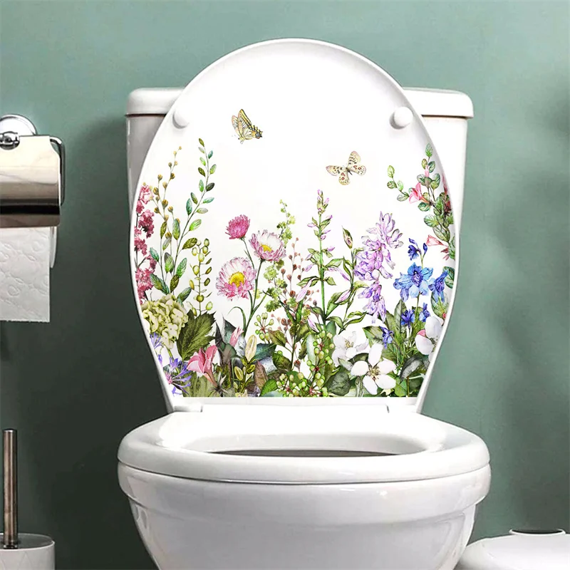 M14# Plants Flowers Birds Wall Sticker Bathroom Toilet Decor Living Room Cabinet Refrigerator Home Decoration Decals