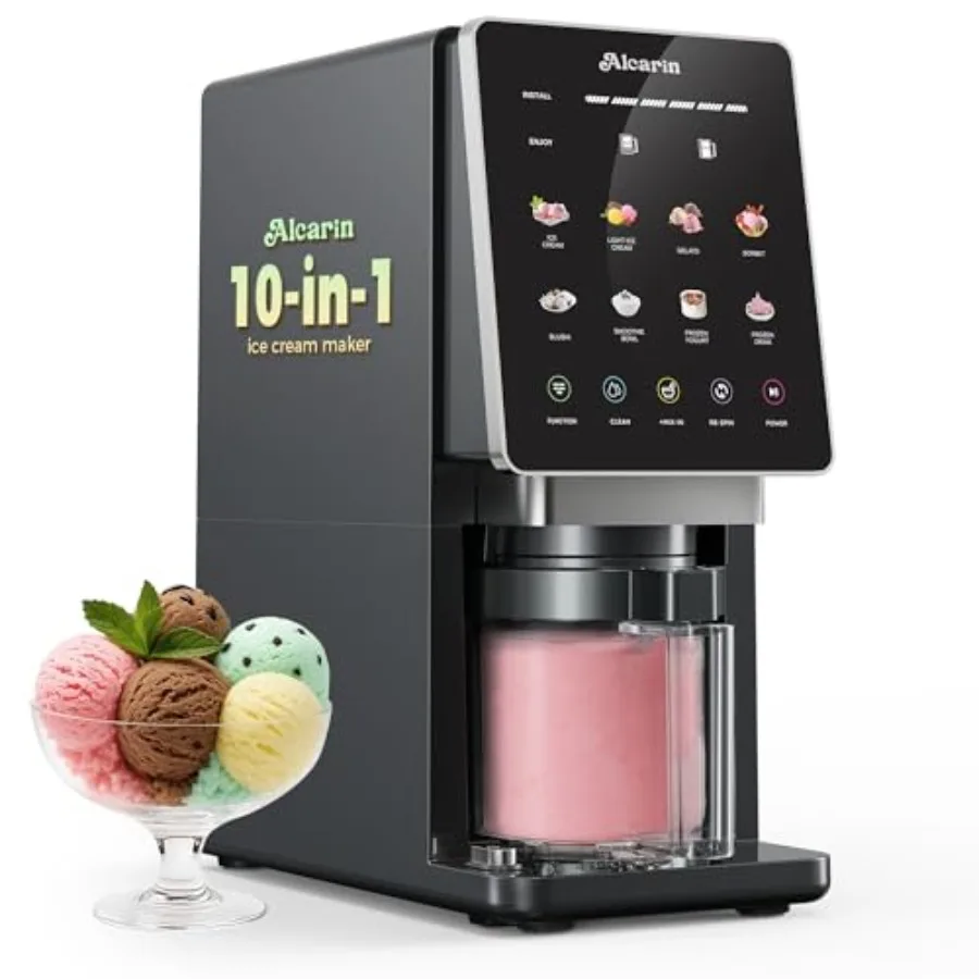 Máquina eléctrica para hacer helados para helado casero, helado, yogur, sorbete, mezcla más, 10 programas de un solo toque con 3 pintas