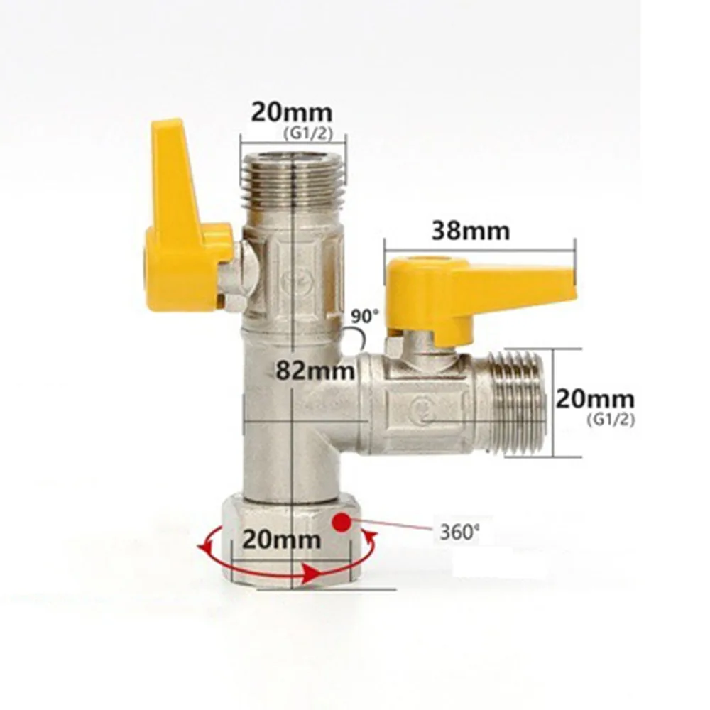2/3 Switch Brass Diverter Valve Rustproof Thickened Y Shaped Ball Valve Easy To Install Multi-purpose 3 Way Shut Off Valve Boat