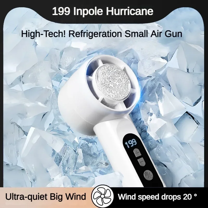 Handheld Portable Fan 199-Speed Desktop Fan USB Rechargeable Cooling Refrigeration Fan LED Display For Home Office Travel ﻿