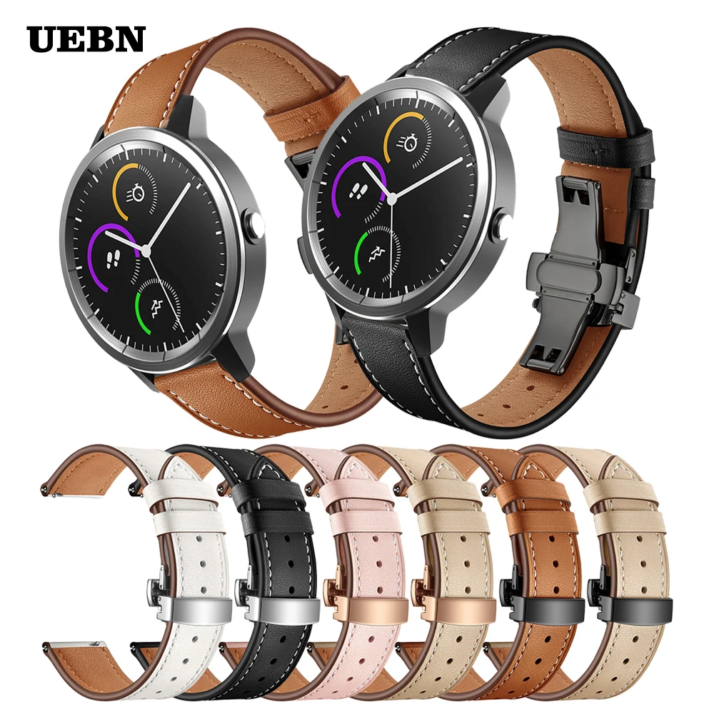 Butterfly Clasp Leather Strap For Garmin Venu Sq Bracelet Active ViVoactiVe 4 Forerunner 645 Watch Correa bands