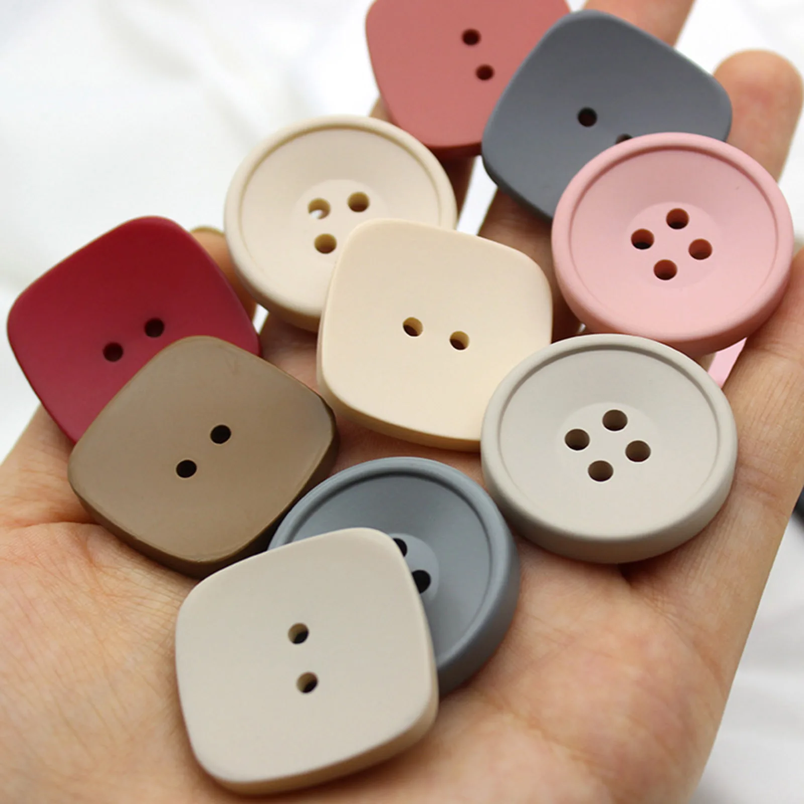 10PCs 21/25/30mm Resin Sewing Buttons Scrapbooking 4 Holes Round Button DIY Sewing Coat Garment Handmade Clothing Accessories