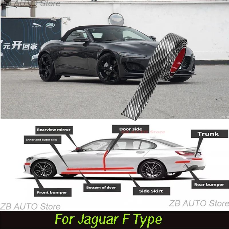 

For Jaguar F Type Strong adhesive bumper strip, front and rear lip side skirts, collision and scratch resistant, suitable