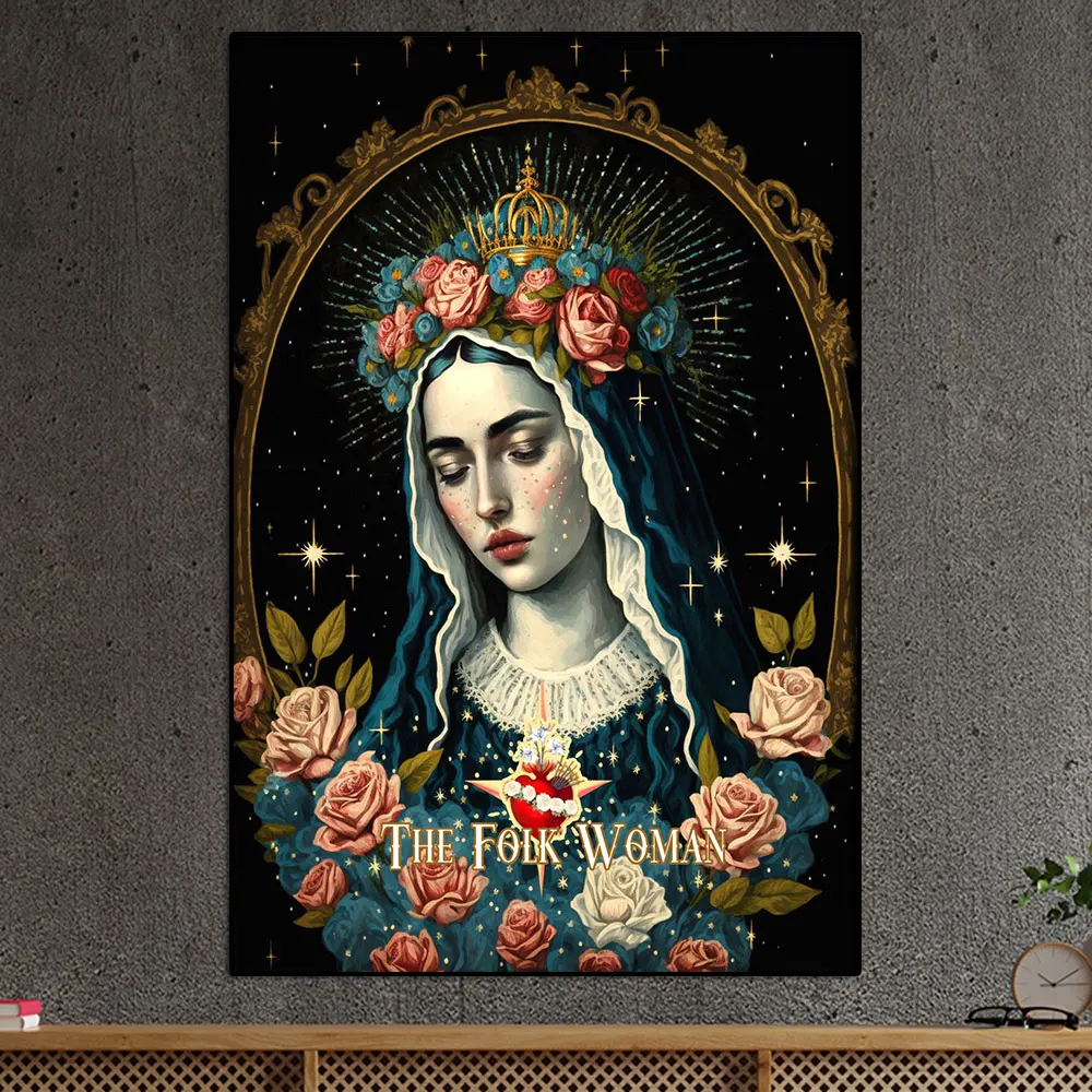 Sorrows of Mary Poster Our Lady of Sorrows Altar Canvas The Virgin Mary Print Wall Art Painting Mother of Religious Decor