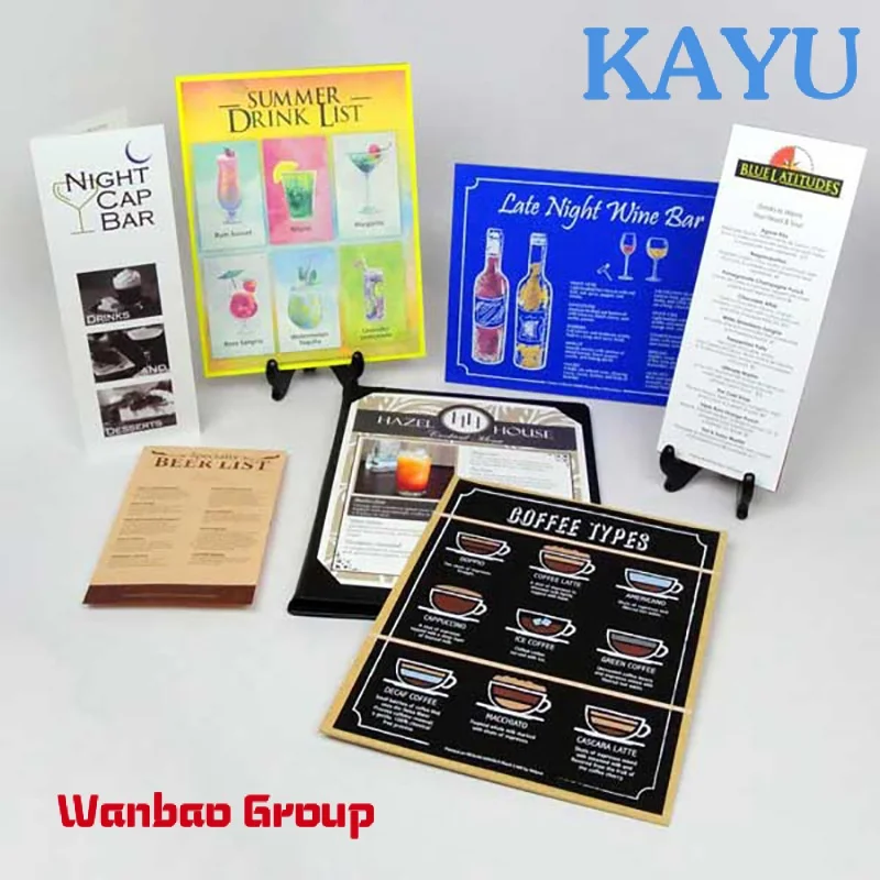 Custom  Polyester Plastic Waterproof Brochure Printing Custom Restaurant Menu