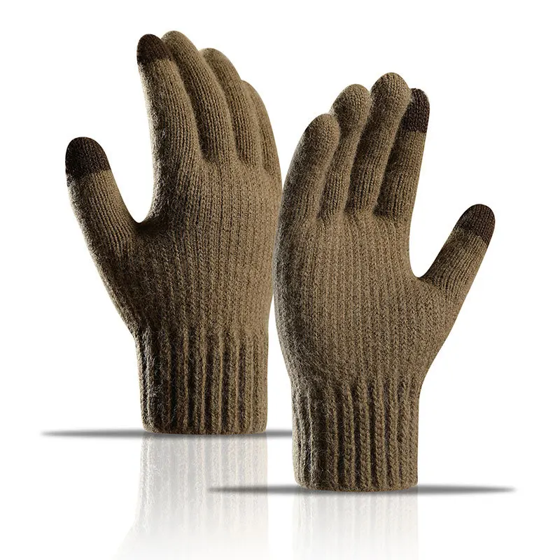 Guantes de punto para hombre y mujer, manoplas cálidas para pantalla táctil, de imitación, gruesas, de algodón, para estudiantes, 1 par