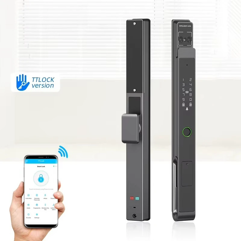 WiFi Finger Lock Smart Door Face Palm Keyless TTlock IP65 Waterproof Break Bridge Aluminum Narrow Door Combination Lock System