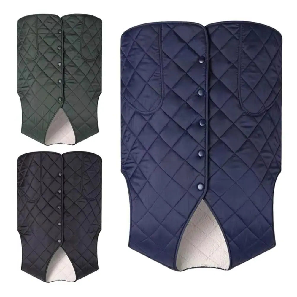 Men Winter Cotton Vest Padded V Neck Sleeveless Warm Thick Solid Color Single-breasted Cardigan Thick Plush Plush Size Men Down