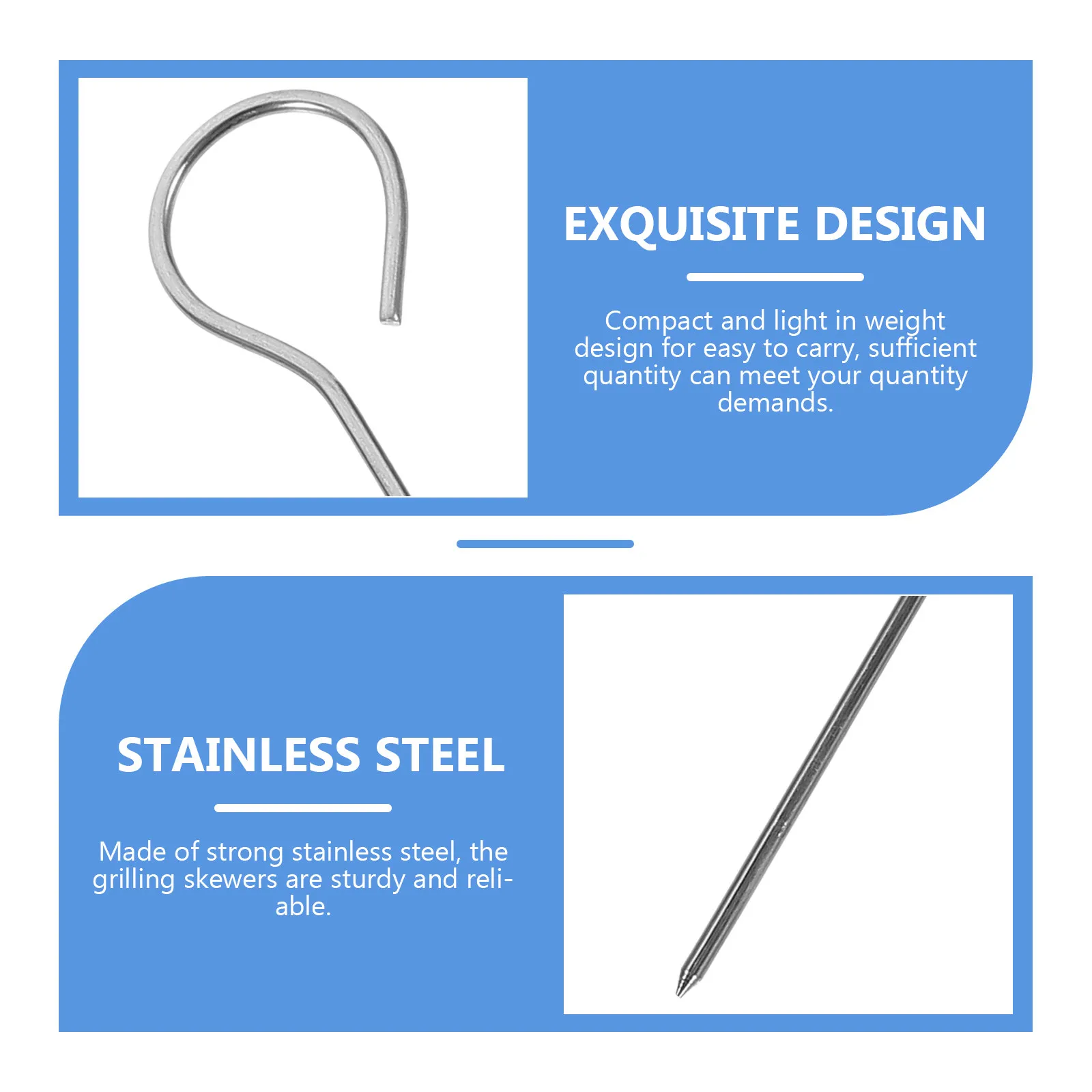 

50Pcs Stainless Steel Barbecue Skewers Heavy Duty Grilling Skewers for Meat Vegetables Fruits Outdoor Grill Bbq Accessories Rust