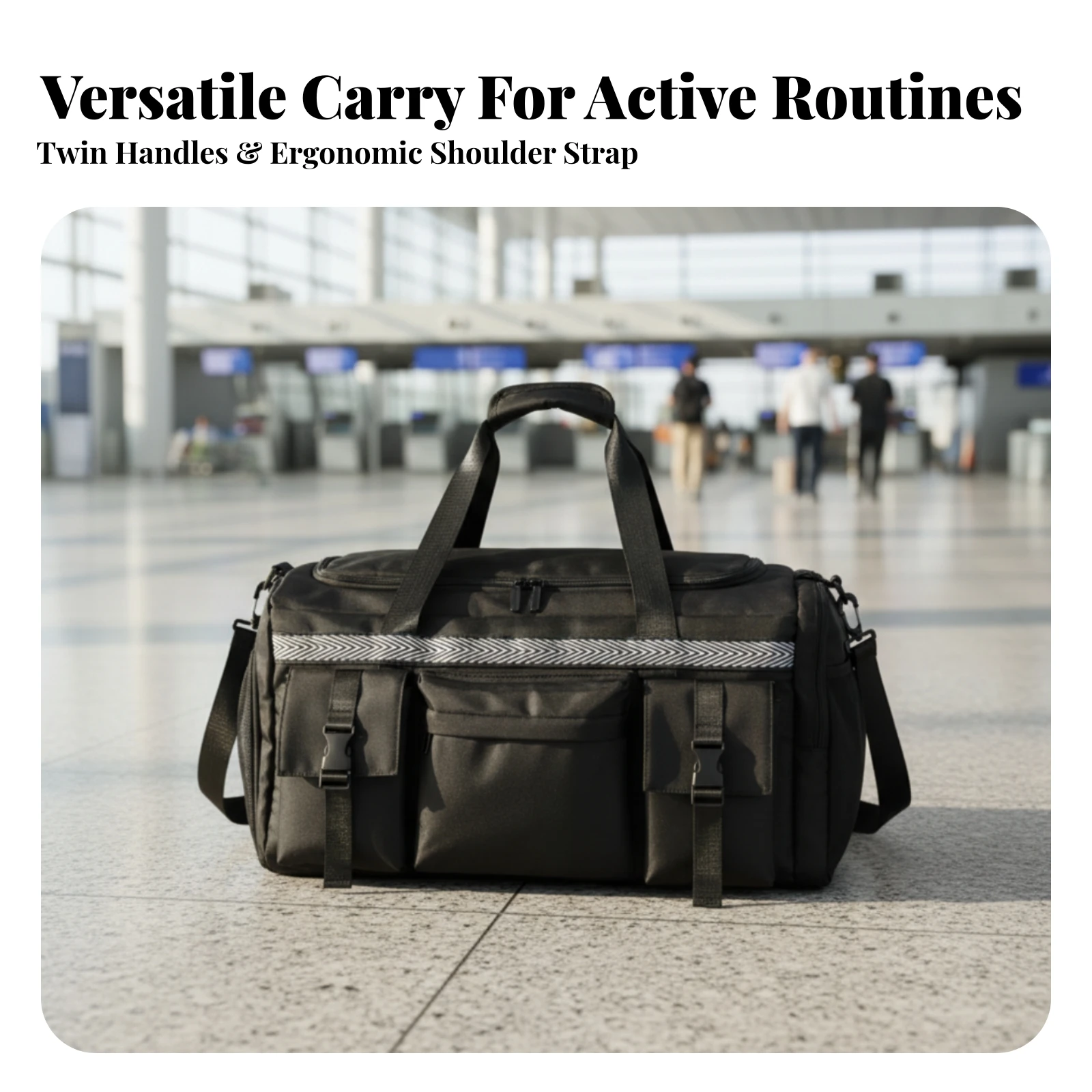 Travel Duffel Bag Water-Resistant Duffel Bag with Shoulder Straps Robust Reinforced for Travelers, Weekend Trips