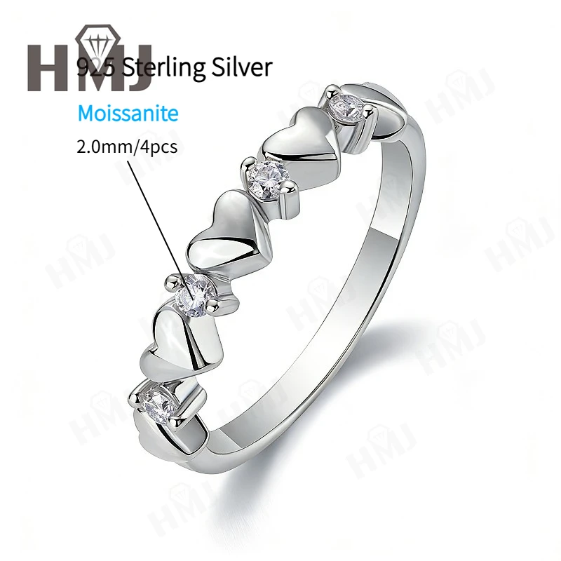 

D Color Moissanite Ring S925 Sterling Silver VVS1 Clarity Round Cut Fine Jewelry For Women Anniversary Wedding Band Birthday