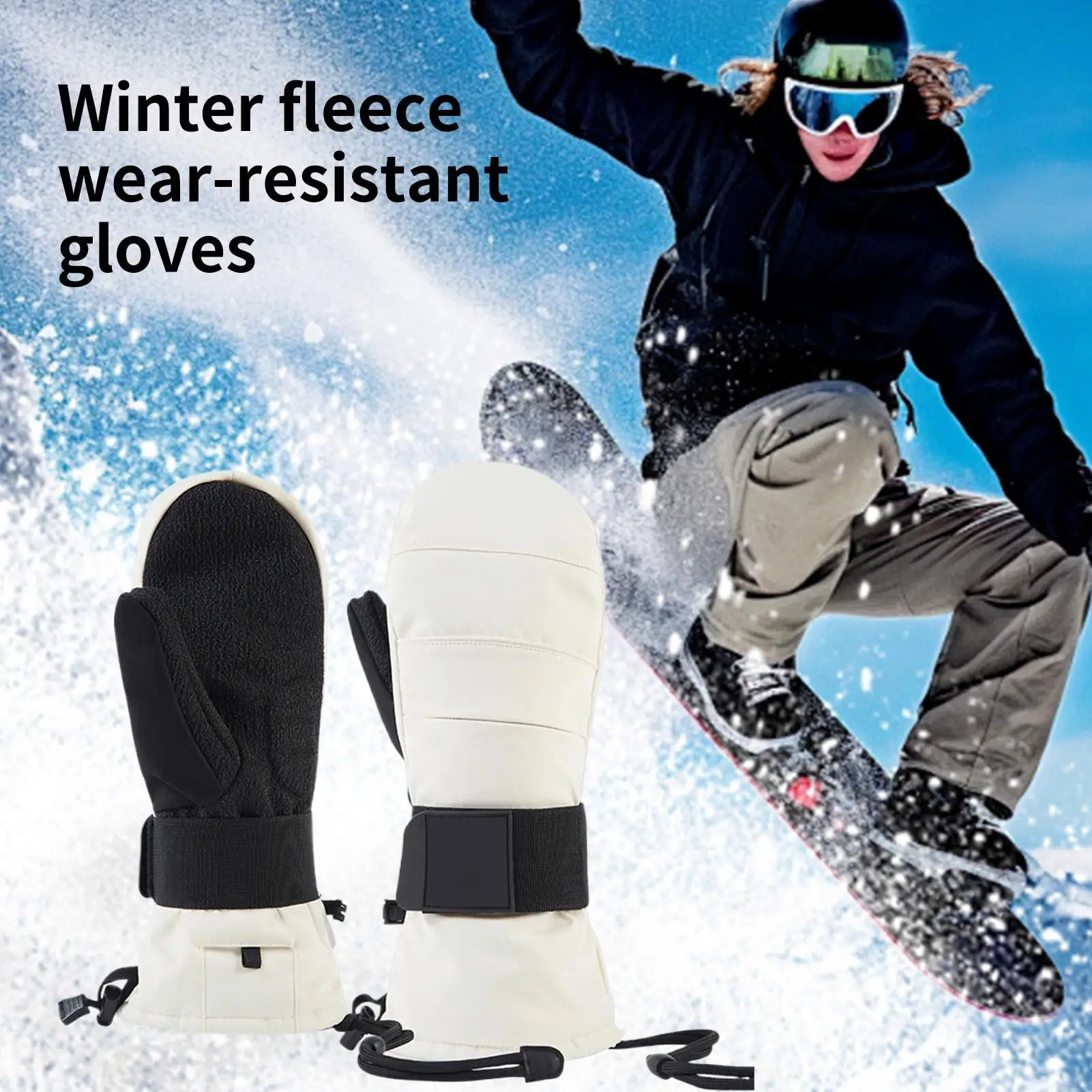 قفازات التزلج الشتوية الحرارية الجديدة التي تعمل باللمس، صوف دافئ مبطن مع واقي المعصم للرجال والنساء، والتزلج على الدراجات النارية والطقس البارد