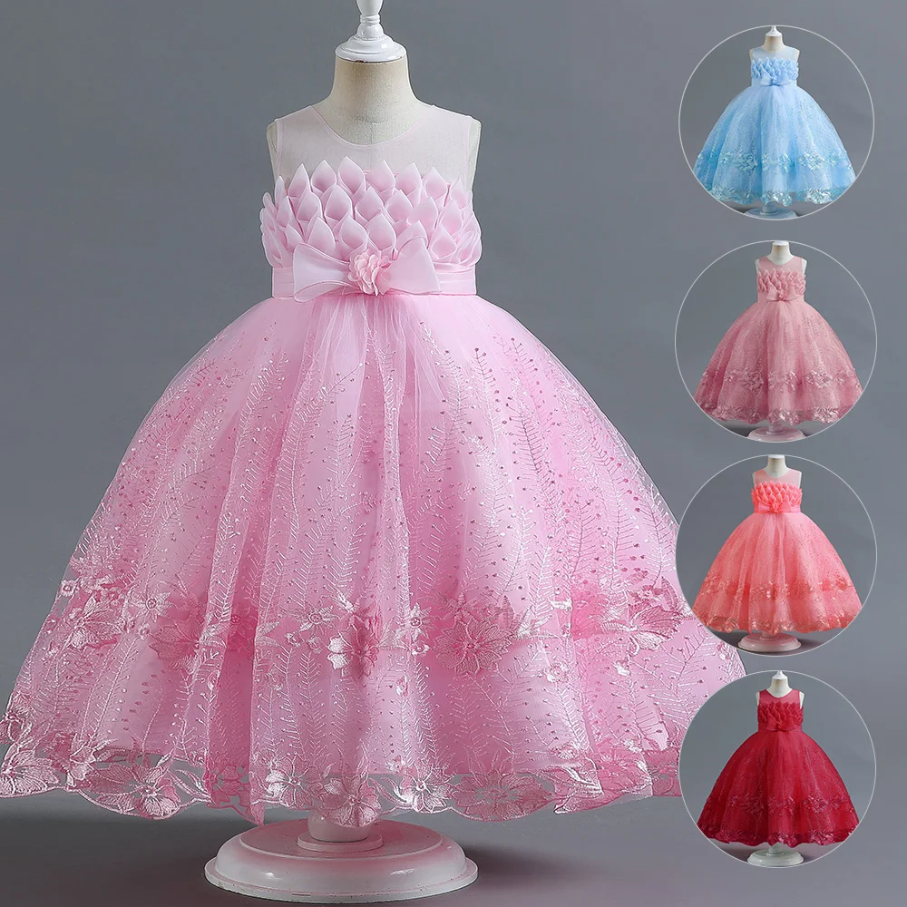 Newborn baby dress lace dress 2024 suitable for 2-13 years old fluffy dress for girls