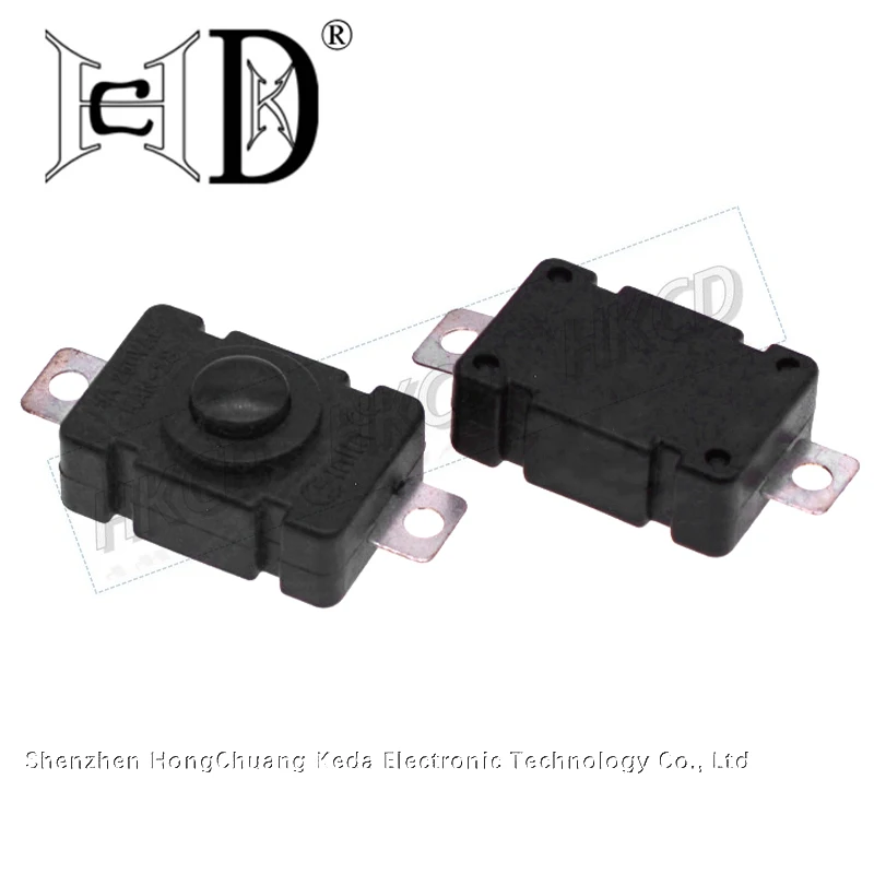 5pcs 1812-D 2 Pin Self-Locking On Off Push Button Switch Screw Hole Solder Tab for Vacuum Cleaner Home Appliance