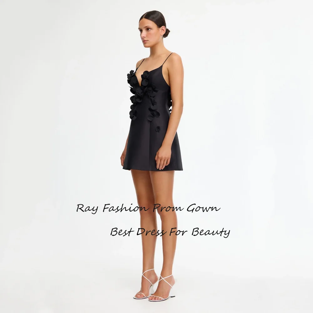 Ray Fashion Short A line Evening Dress Sweetheart Sleeveless With Spaghetti Straps For Formal Occasion Party Gown فساتين سهرة