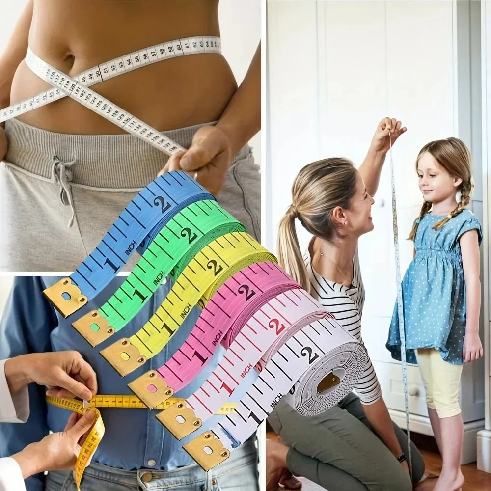 1PC Soft Measuring Tape for Sewing 60inch/150cm Tailor Ruler Body Measurement Tape with Metal End Accurate Assorted Colors