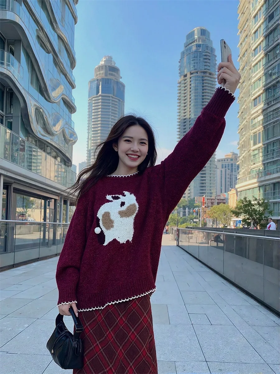 

Daily Students Pullovers Women Harajuku Gentle Stylish Popular Trendy Knitted Sweaters Cartoon Ins Autumn Winter All-match