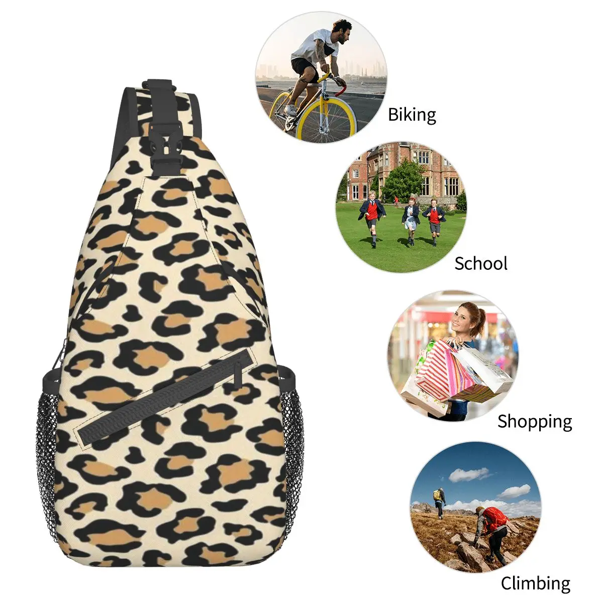 Leopard Print Crossbody Sling Bags Fashion Chest Bag Cheetah Animal Cool Shoulder Backpack Daypack for Hiking Travel Travel Bag