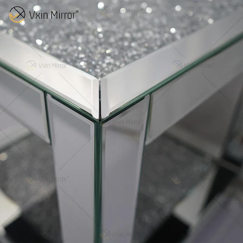 Mirror coffee table, broken diamond decorative surface, coffee table, glass furniture, square edge, a few luxuries, modern desk