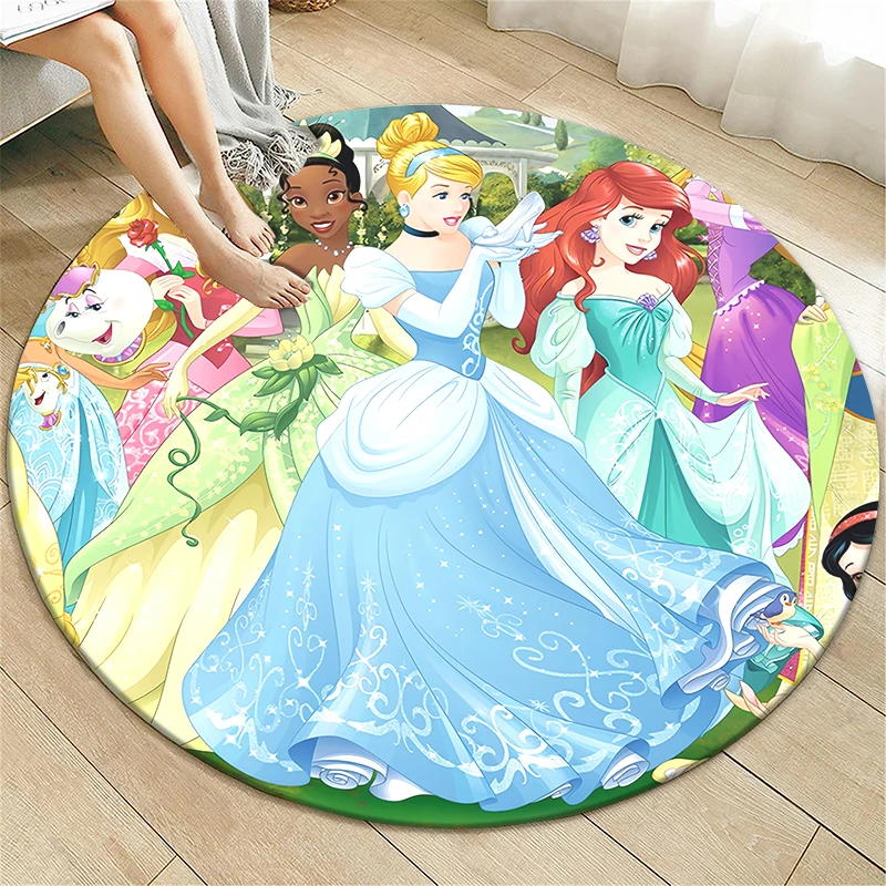 MINISO Fairy princesses HD Printed Circular Carpet, Bedroom Decorative Carpet Living Room Bathroom Picnic Camping Non-slip Mat