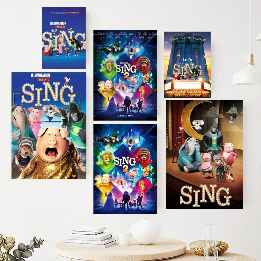 Cartoon Sing Movie Poster Paintings on The Wall Picture for Living Room Interior Painting Room Decoration