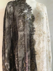 Width(Height) 1.5M, Length 3M per Piece Gold Eyelash French Lace Fabric Design Fabric Good Quality