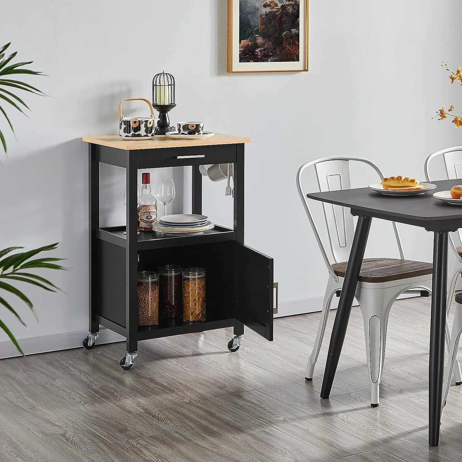 Wooden kitchen removable storage living room side cabinet