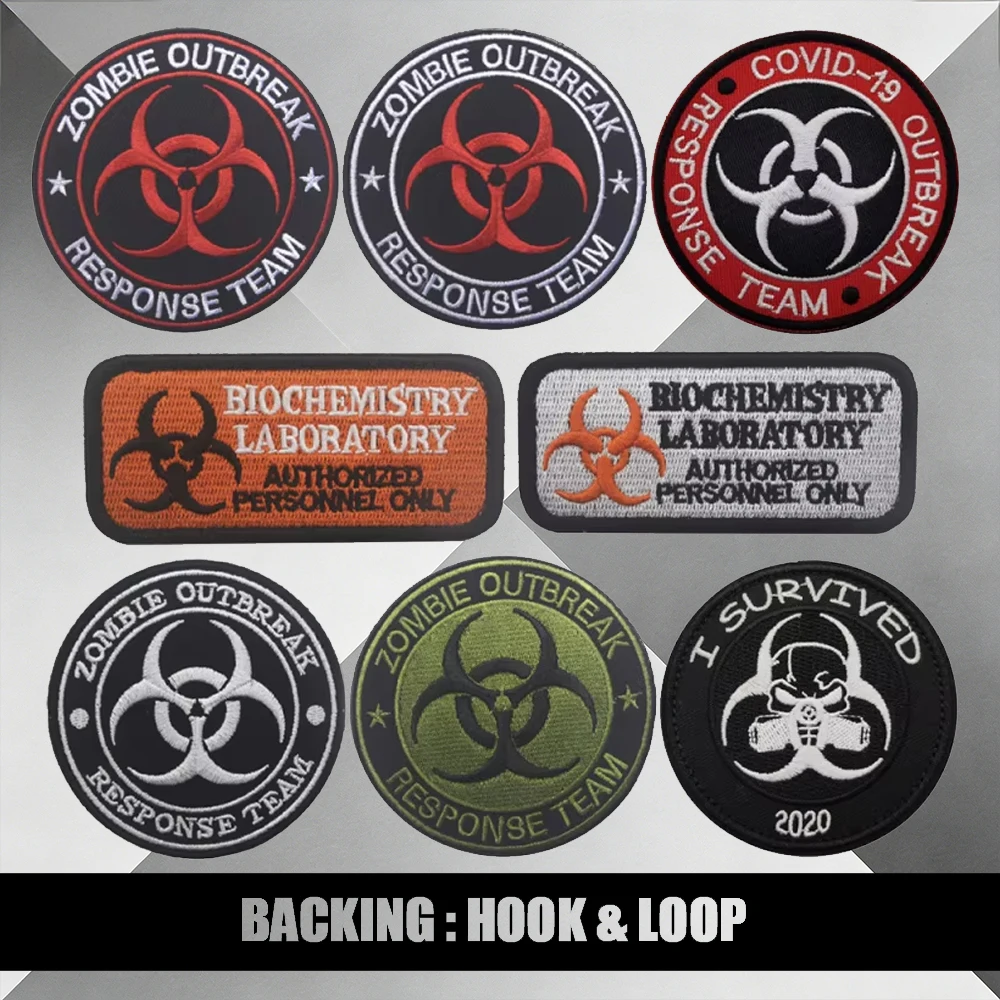 Parches Tácticos Biohazard - Parches Bordados del Equipo de Respuesta a Epidemias de Zombis y del Laboratorio de Bioquímica, Parches de Tela del Día del Juicio Final