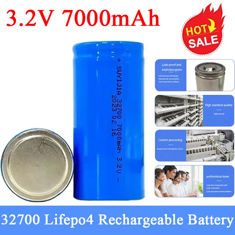 New 3.2V 32700 Lifepo4 Rechargeable Battery 7000mAh Professional Lithium Iron Phosphate Power Battery DIY Solar Electric Bicycle