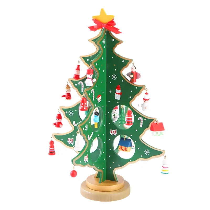 Desktop Christmas Tree Decoration Mini Wooden DIY Christmas Tree Ornaments Children  Gift