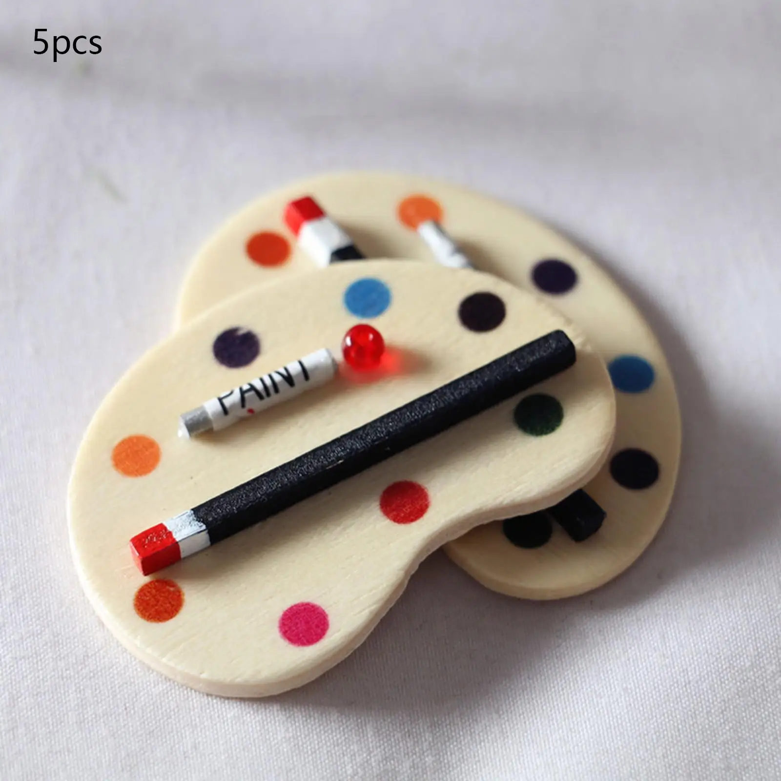 5Pcs Miniature Dollhouse Color Palettes Painting Palette Accessory Ornaments