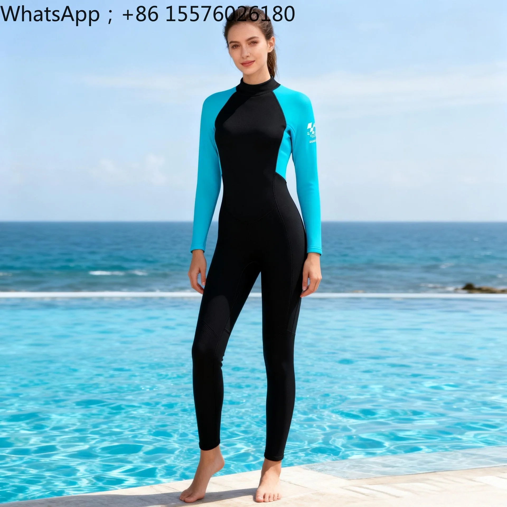 3Mm Wetsuit Women's Rear Zipper Wetsuit Cold and Warm Diving Free Diving Snorkeling Surfing Onesie Long Sleeve