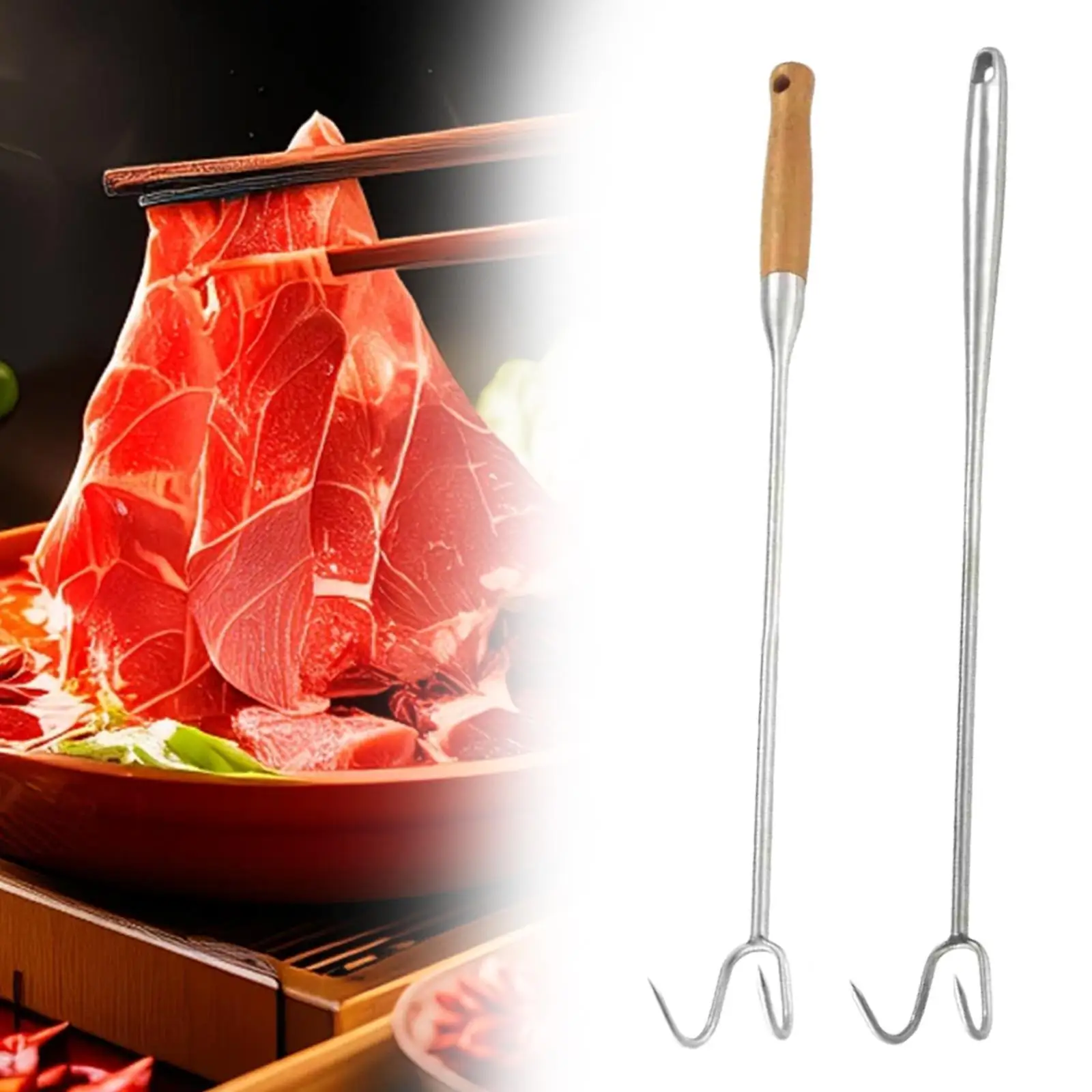 

BBQ Meat Turner Hook Meat Hook Multiuse Home Grill Accessories BBQ Steak Grill Hook Food Flipper Hook for Grilling Vegetables